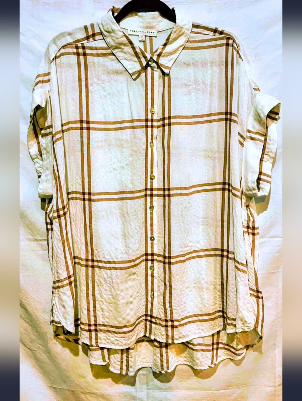 Jane + Delancey White And Tan Oversized Flowy Top